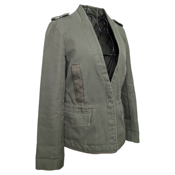 Zadig & Voltaire Vedam Kaki Green Skull Back Structured Cotton Utility Jacket XS - Picture 7 of 12